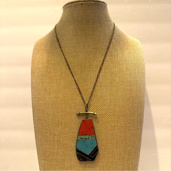 Nine West Vintage America Collection Necklace, multi-stone pendant - turquoise - Picture 2 of 11
